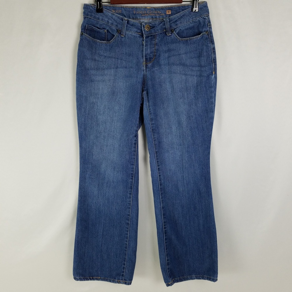 Faded Glory Curvy Boot Jeans Womens Blue Denim Size 6 Petite Bootcut